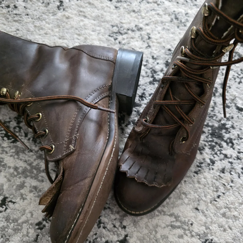 Vintage Laredo Boots Womens 6.5 M Western Lace Roper Cowgirl Brown Leather 90s - Picture 6 of 7